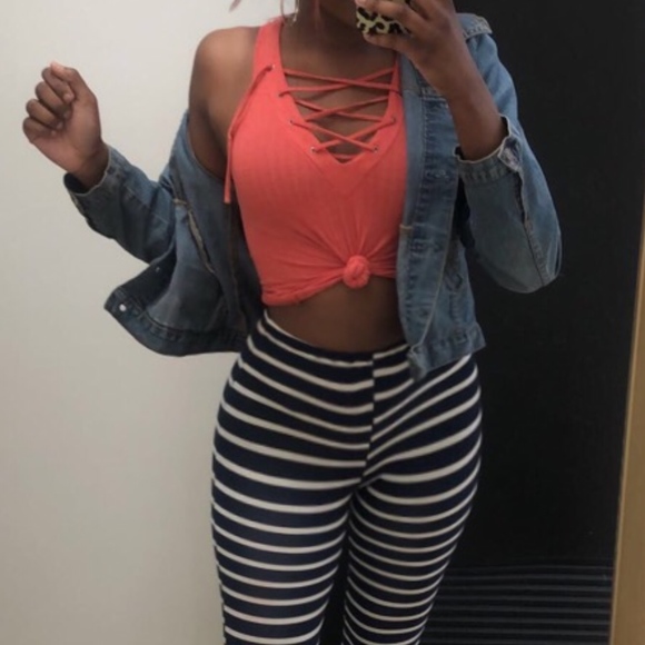 RUE 21 Orange tie up tank top - Picture 2 of 2